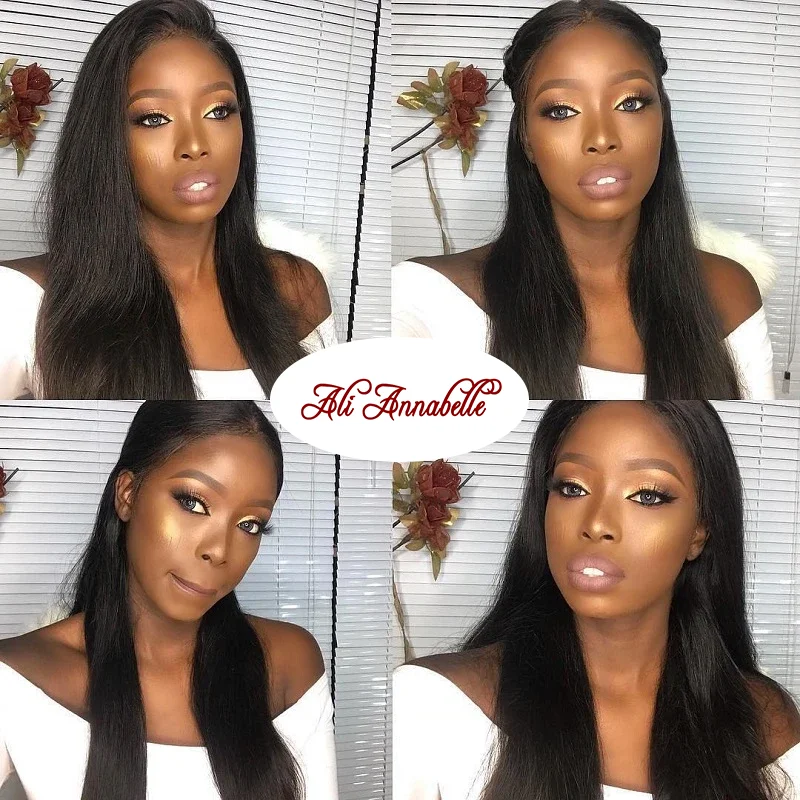 Пряди из бразильских волос прямые пряди с закрытием 4x4|3/4 пучка на сетке| |