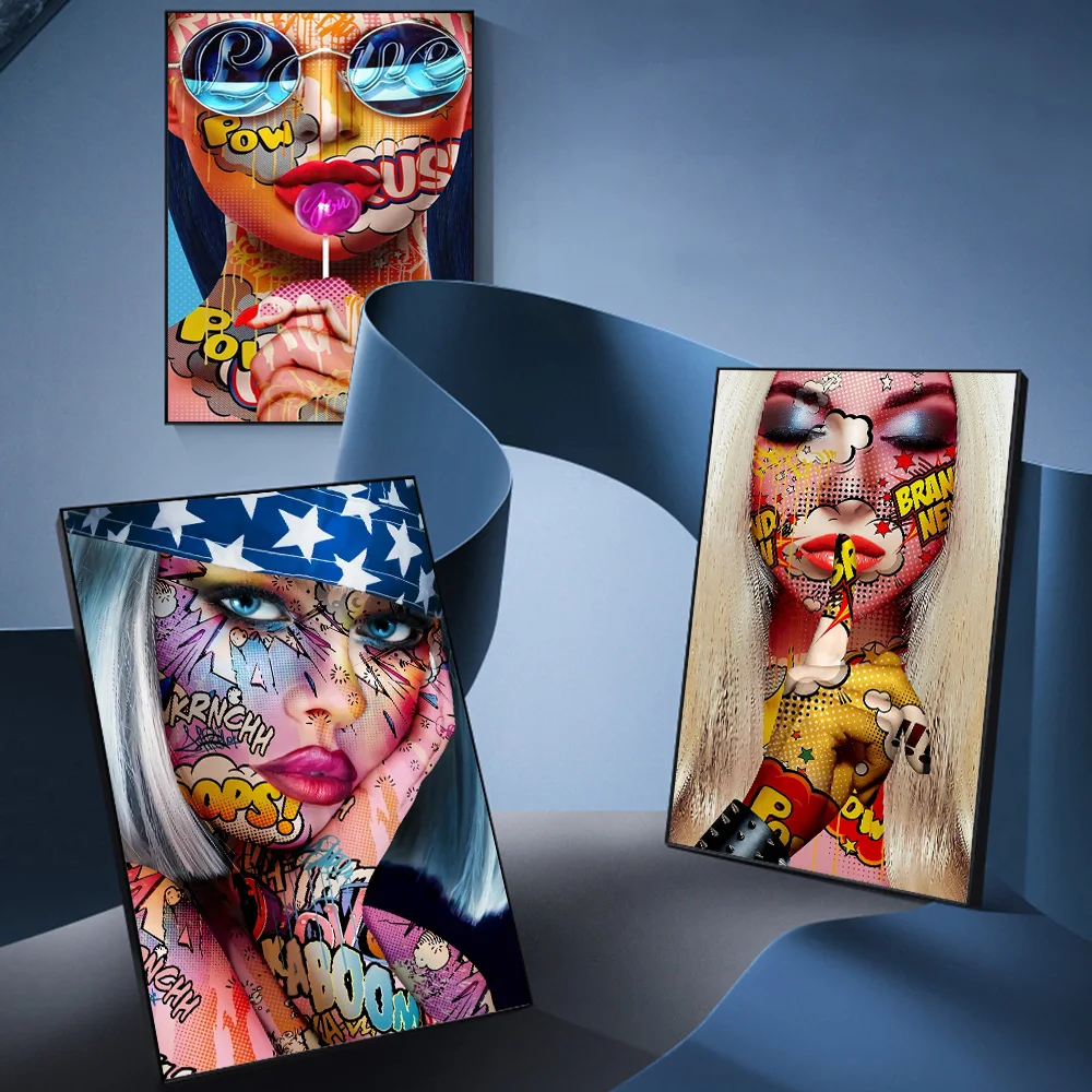 Абстрактная Акварельная женщина покрытая граффити холст живопись плакаты и