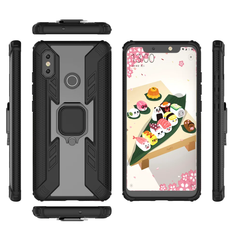 For Xiaomi Mi 9T Pro 8 Lite Redmi 7 Note Luxury Armor Shockproof Silicone Finger Ring Case Stand Transparent Phone Cover |