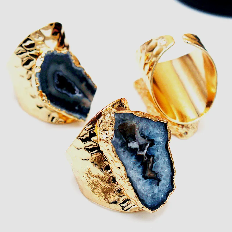 Натуральный камень кольцо элегантный геометрический кольца Semi драгоценный