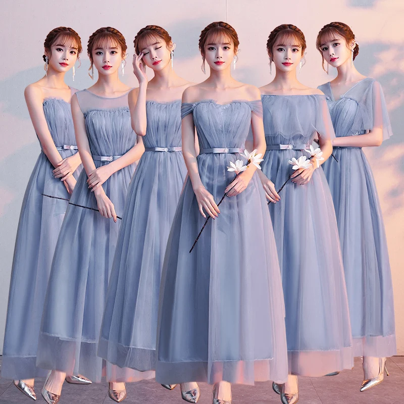 Плюс Размеры Junior для свадьбы гостя пикантные сестра вечерние Синие Серые