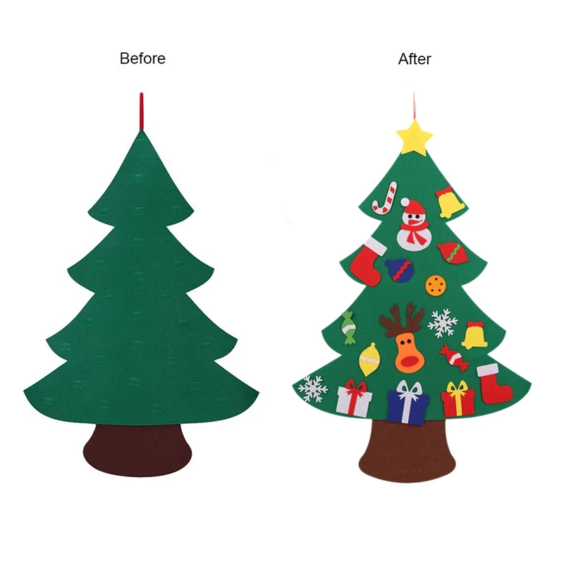Фетровая Рождественская елка для детей 3 2 фута Diy с малышом 18 шт украшения