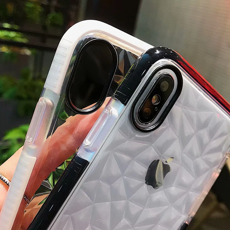 Thicken Drop-Proof Soft Diamond Case for iphone XR X XS MAX XsMax Silicone ShockProof Gasbag Full Protective Clear Cover | Мобильные