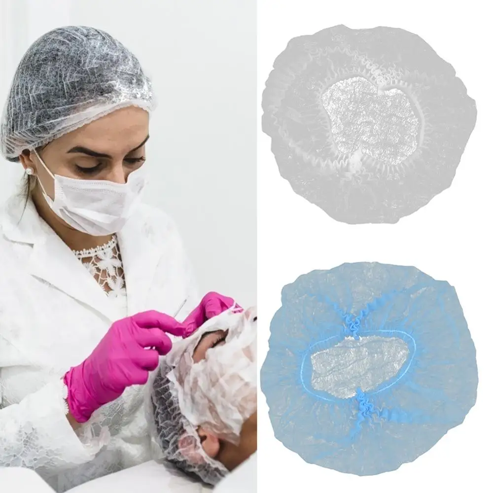 100 шт. одноразовые шапочки для душа s салонов нетканые плиссированные