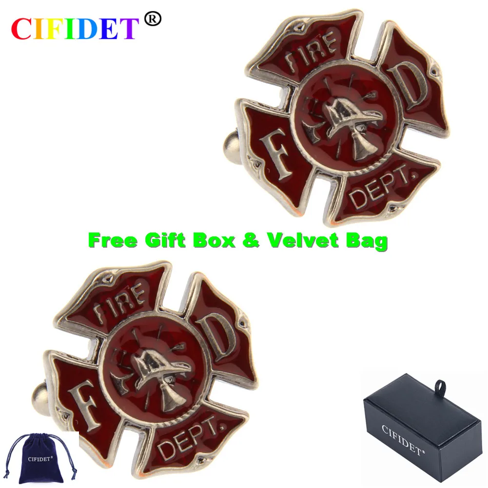 

CIFIDET бренд запонки модные красные пожарные рубашка Запонки с бархатным мешочком и подарочной коробке ювелирные изделия Аксессуары подарок ...