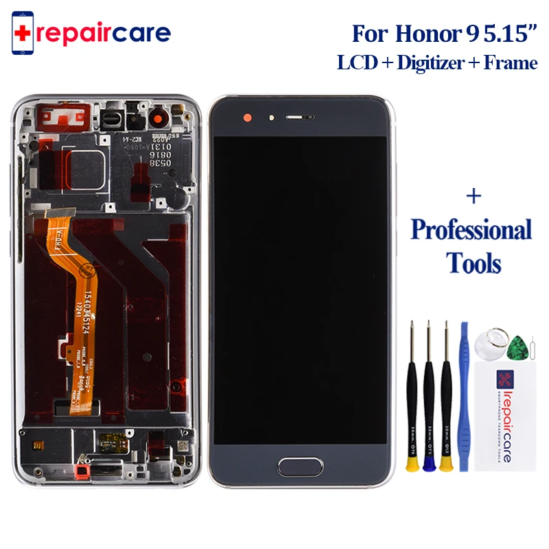 

ЖК-дисплей 5,15 дюйма для Huawei Honor 9, дигитайзер сенсорного экрана в сборе с рамкой STF-L09 STF-AL10, для Huawei Honor 9