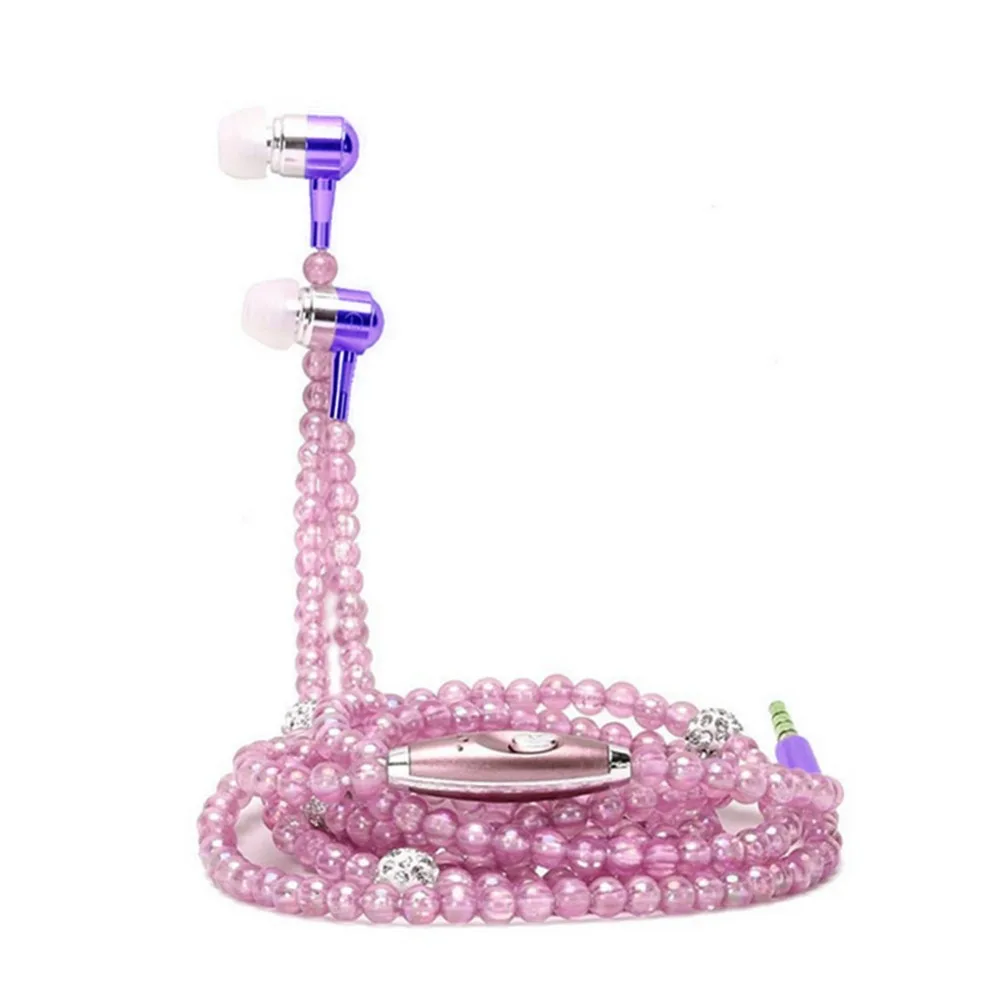 Ювелирные украшения со стразами жемчужное ожерелье наушники с микрофоном