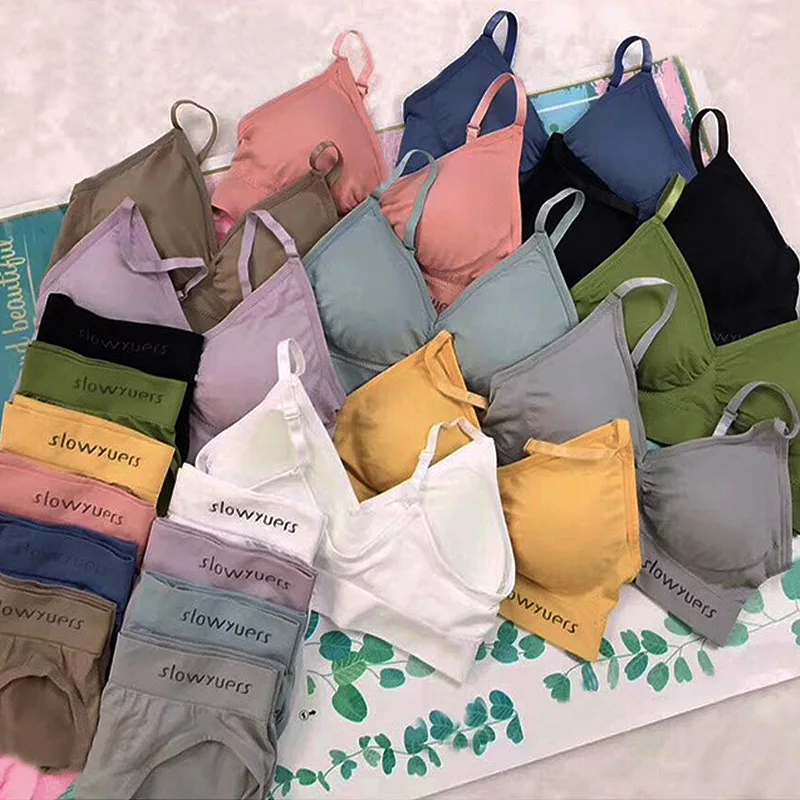 Комплект из 2 предметов Женский бесшовный бюстгальтер + трусики нижнее белье с