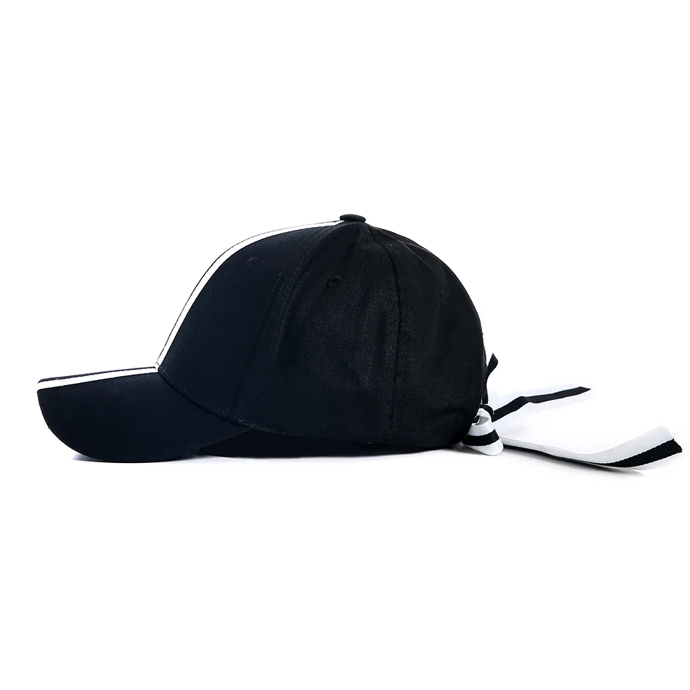 Женская Бейсболка в полоску с бантом черно белая шляпа для девушек и