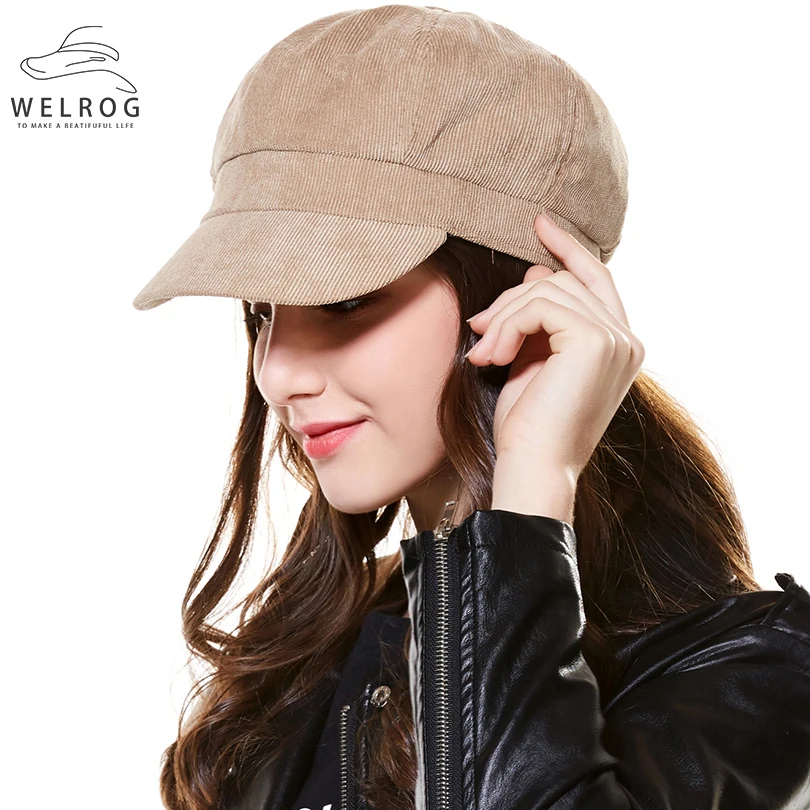 Вельветовые зимние Восьмиугольные шапки WELROG Artist для женщин кепка газетчика