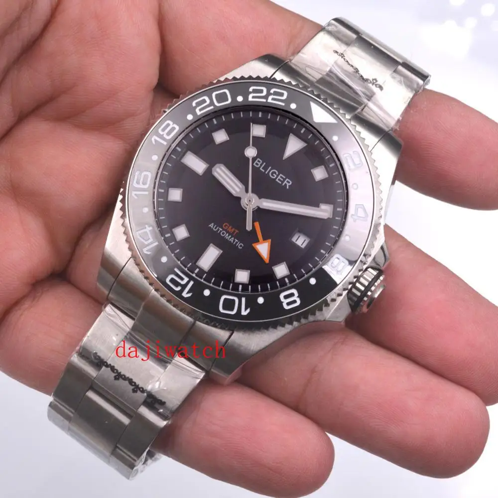 

Мужские автоматические механические часы Bliger, часы из нержавеющей стали с сапфировым кристаллом и светящимся водонепроницаемым календаре...