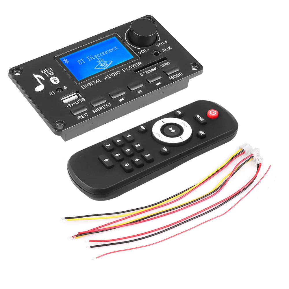 Плата mp3-декодера 12 В Micro USB FM AUX Bluetooth поддерживает запись вызовов | Электроника