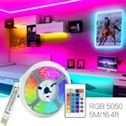 Гибкая светодиодная лента 16,4 футов (5 м) для настольного компьютера, телевизора, приборной панели, с инфракрасным управлением, RGB 5050, 5 В, для спальни Вечерние