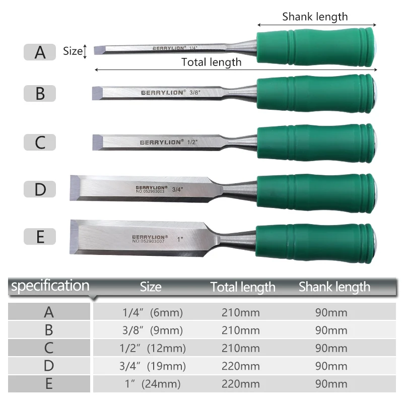 Резьбовое долото 1/4-1 дюйм для резьбы по дереву 65 # из марганцевой стали