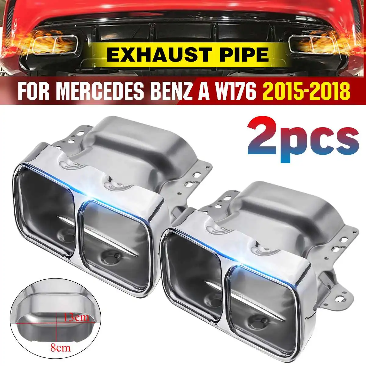 

Наконечник глушителя из нержавеющей стали для Mercedes/Benz A Class W176 2015-2018, 2 шт.