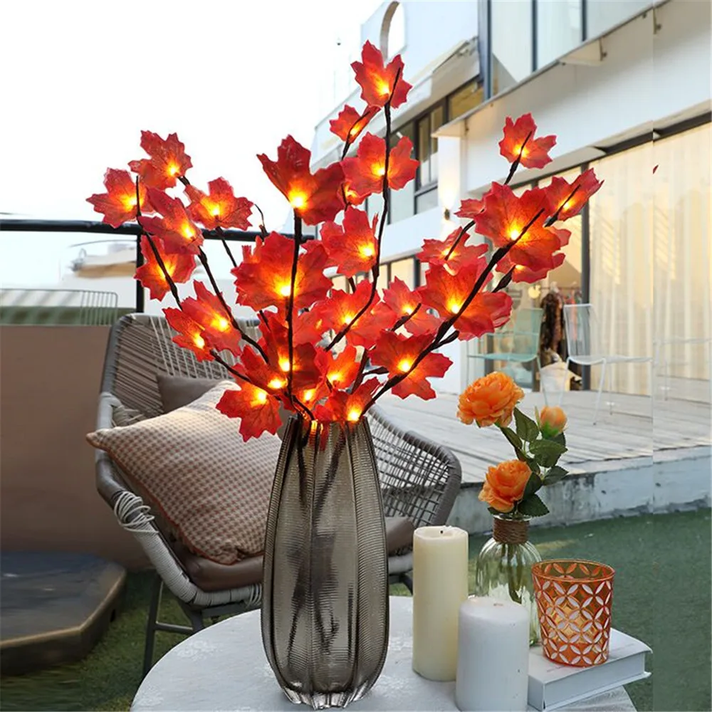 

Christmas Led Maple Leaf Branch Lights 73cm 20 LED Willow Branch Lights For Thanksgiving Party Christmas Decorative Lights