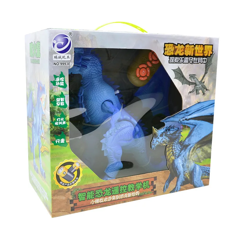 

Remote Control Dinosaur Dragon Robot Toy Fire Breathing Smoke Electronic Lights Sounds Eyes Wings Walking Action T-Rex Robots