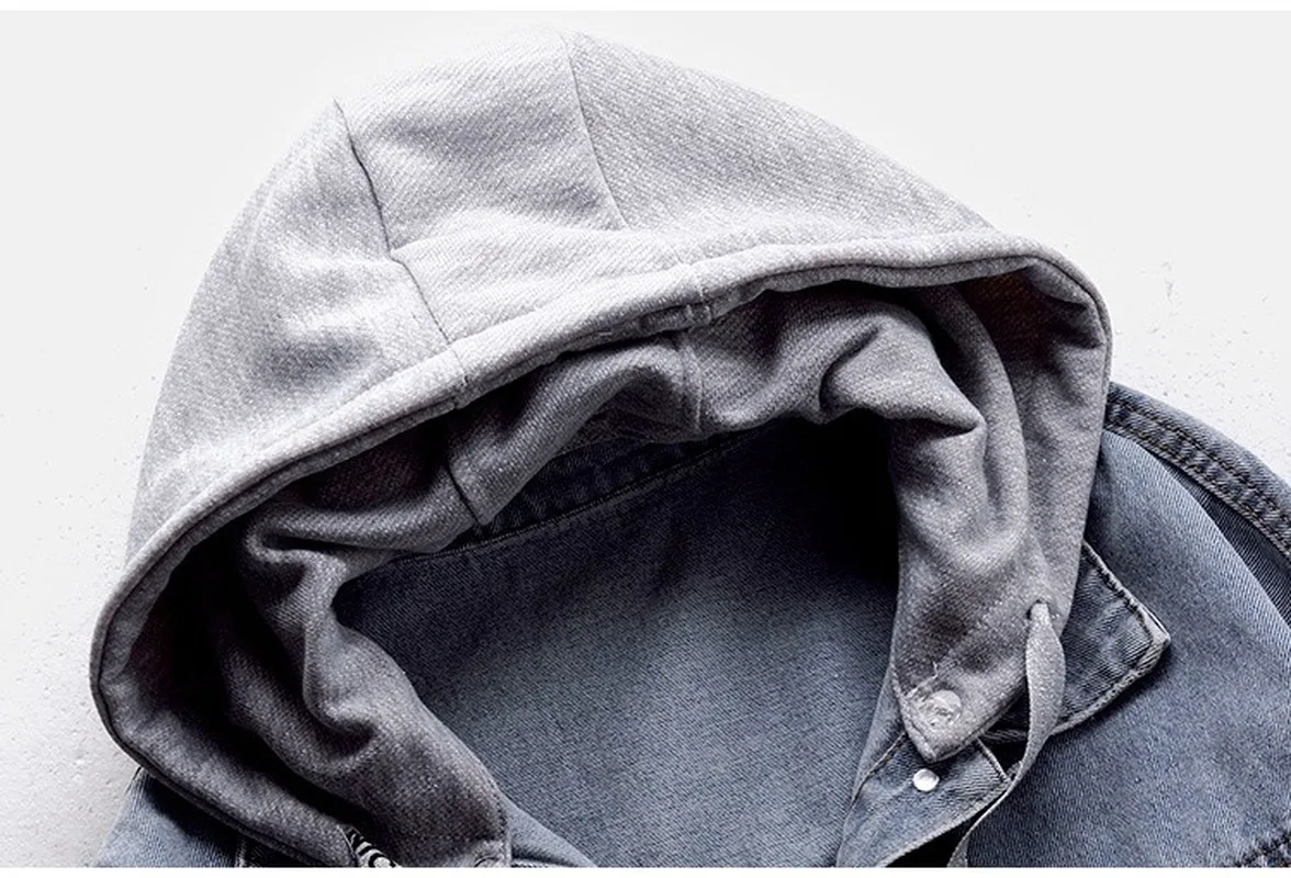 Джинсовая куртка с капюшоном в стиле хип хоп женская модная однобортная