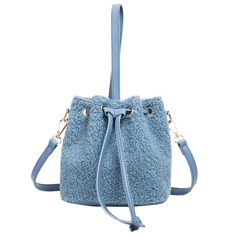 

INS Super Popular Lamb Fur Bag Portable Bucket Bag Female 2020 New Style Messenger Bag Furry Fluffy