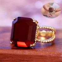 vintage red square rings size 6 10 jewelry for women wedding elegant gifts