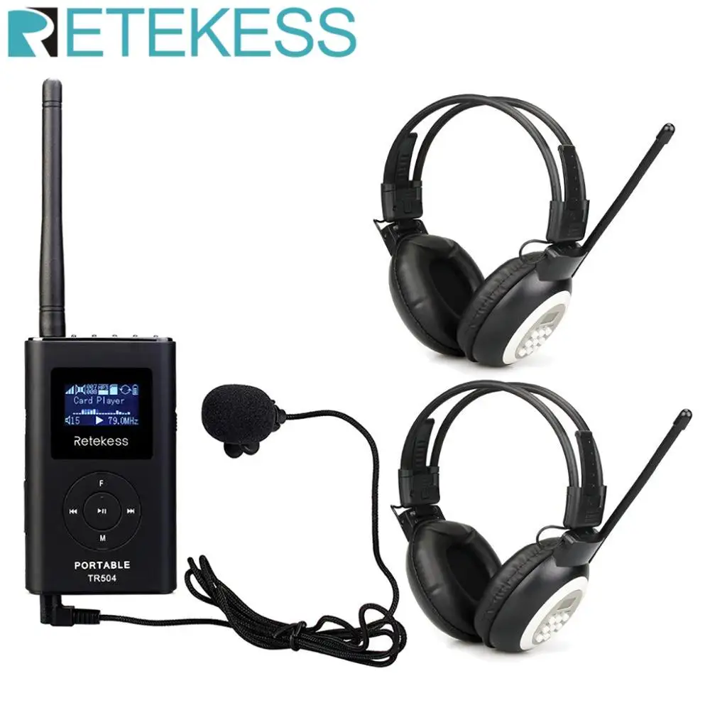 Портативные наушники TR101 + 2 шт. 0 6 Вт fm передатчик TR504 MP3 радиовещание для совещаний