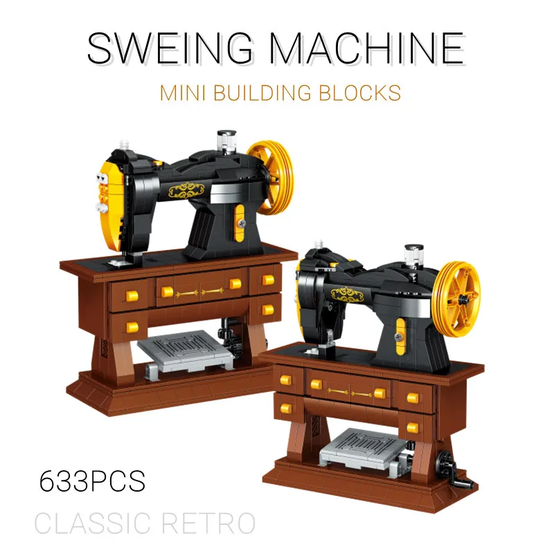 

633pcs Moc Sewing Machine Building Blocks Creator Classic Retro Model Diy Bricks Toys For Children Kids Educational Gifts