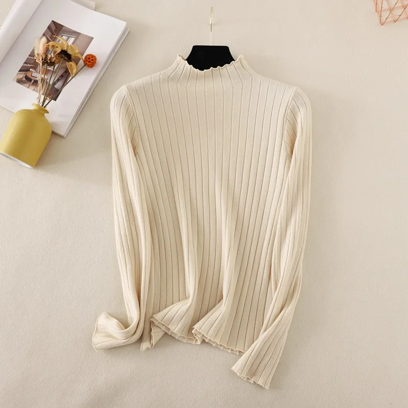 

Базовые мягкие однотонные свитера, сезон осень-зима, свитер, пуловер, женские вязаные Джемперы, облегающий свитер с длинным рукавом, дешевый...