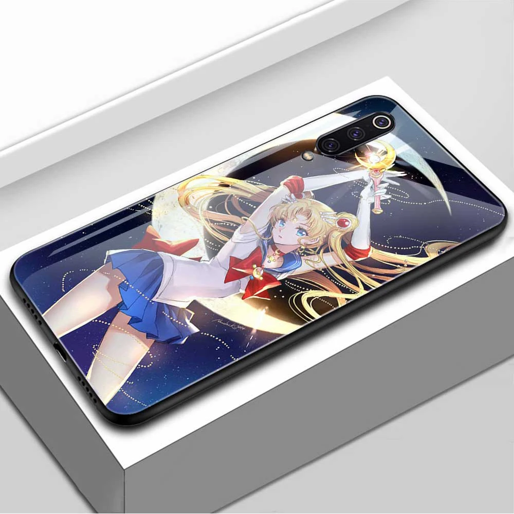 

Sailor Moon Tempered Glass Case For Xiaomi Redmi Note 8 9 7 6 Pro 8T K20 K30 Mi Note 10 9 9T 10 8 Pro SE A3 A2 Lite 6X F1 Coque