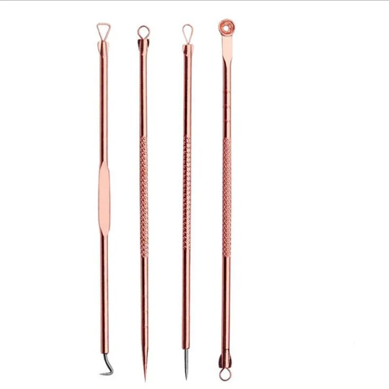 

Rose Gold 4pcs/set Blackhead Comedone Acne Pimple Belmish Extractor Vacuum Blackhead Remover Tool Spoon for Face Skin Care Tool