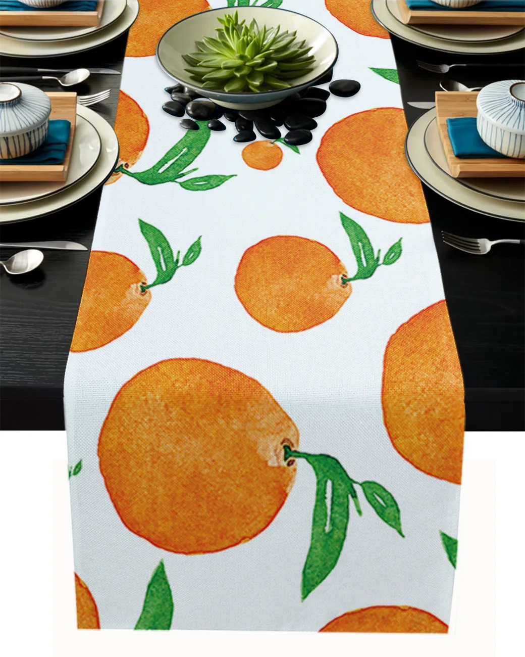 

Настольная дорожка с фруктами, апельсинами, зелеными листьями, Свадебный декор, настольный флаг, рождественские украшения для дома, скатерт...