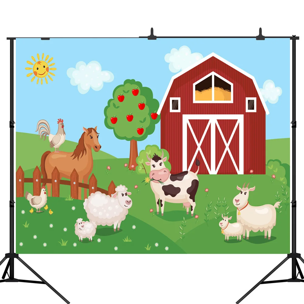 

Фоны Lyavshi с изображением Красного сарая для студийной фотосъемки с животными на ферме весенний иллюстрационный фон Декор новая фотобудка д...