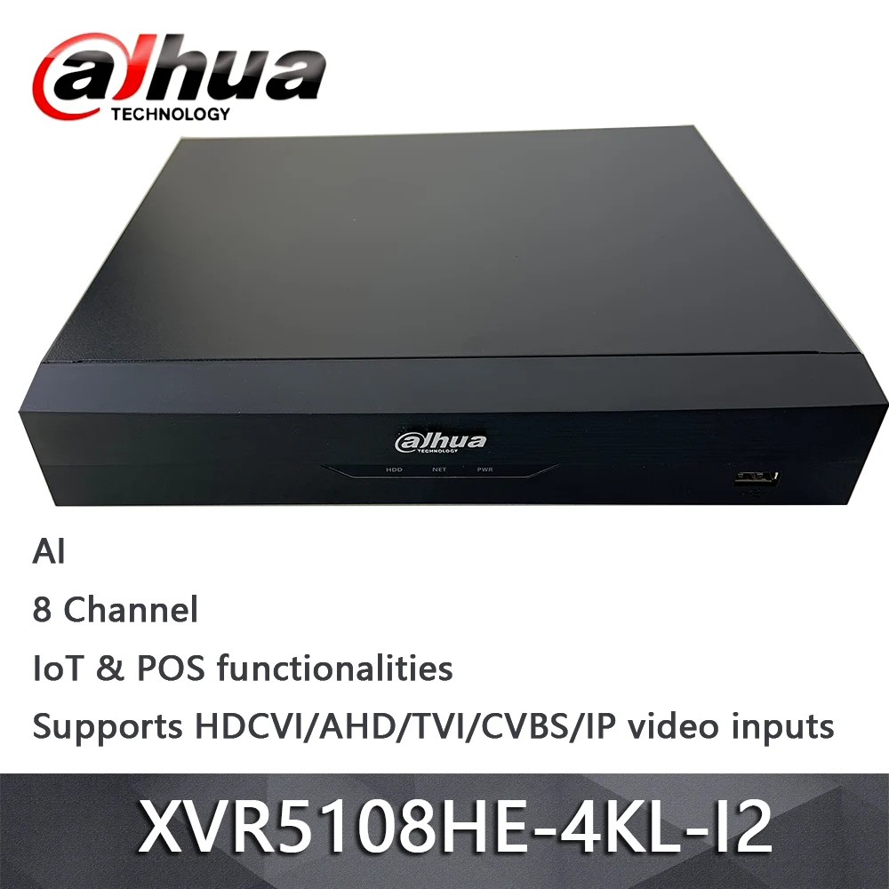 

Dahua 4K xvr XVR5108HE-4KL-I2 8 каналов IoT и POS Penta-образный 4K-N/5MP Mini 1U 1HDD WizSense цифровой видеорегистратор