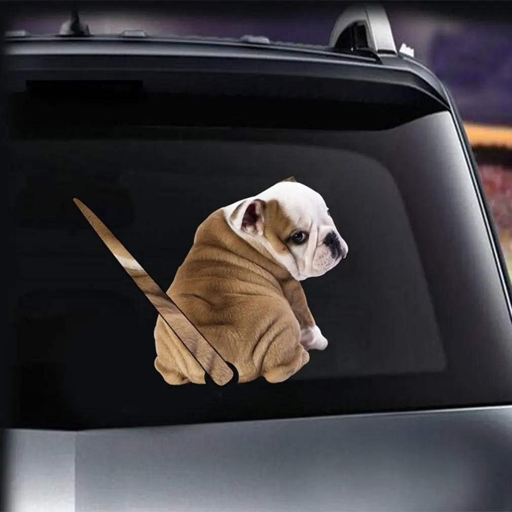 

Kawaii Cartoon Funny Moving Tail Animal Dog Stickers Reflective Stickers Car Window Wiper Decals Rear Windshield Sticker Hot