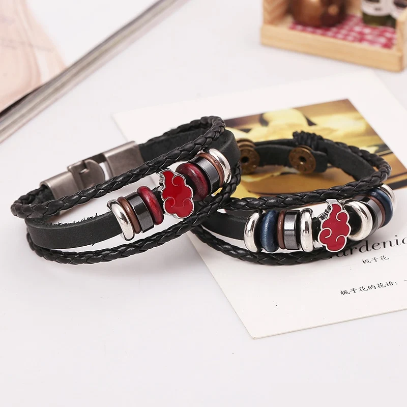 

anime cosplay bracelet costume accessories red cloud fashion bracelet Metal PU Leather Wristband Bracelet trendy