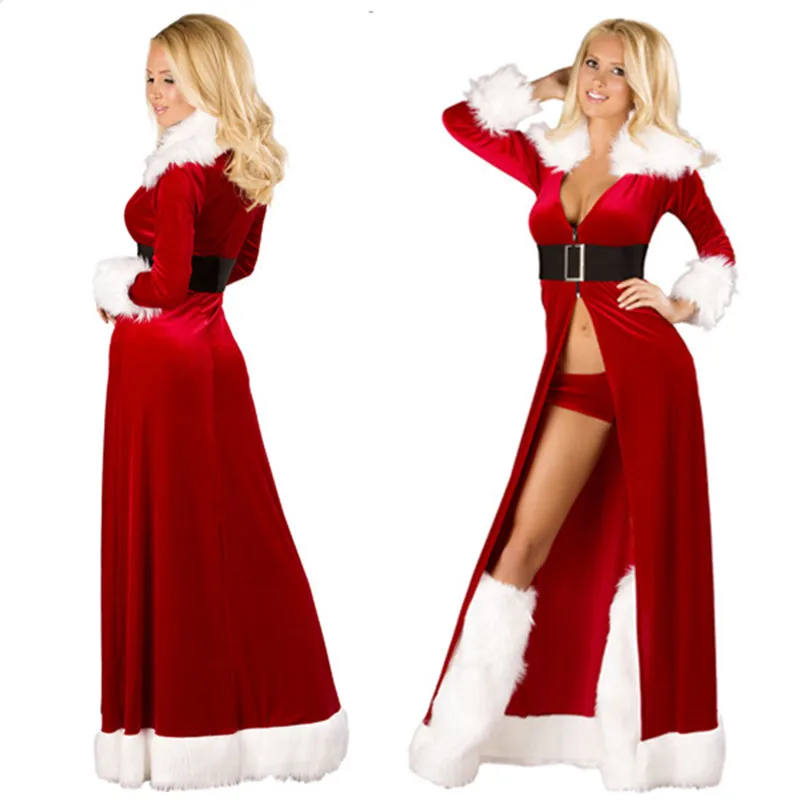 Взрослый сексуальный костюм Санта для женщин Косплей Миссис мороза|Праздничные