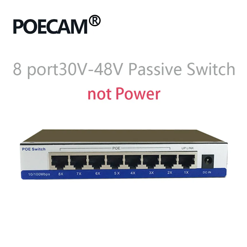 Переключатель 8 портов Пассивный PoE инжектор 12 В 24 в 48 В питания AP ip-камера светодиодный экран беспроводной телефон 45/+ 78/-Smart city Net power - Цвет: Only Switch 48V