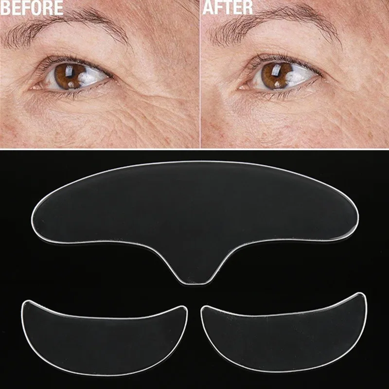 

3 Pcs Vrouwen Anti Rimpel Eye Voorhoofd Onzichtbare Anti-Aging Gezicht Pad Herbruikbare Medische Siliconen Voorkomen Rimpels