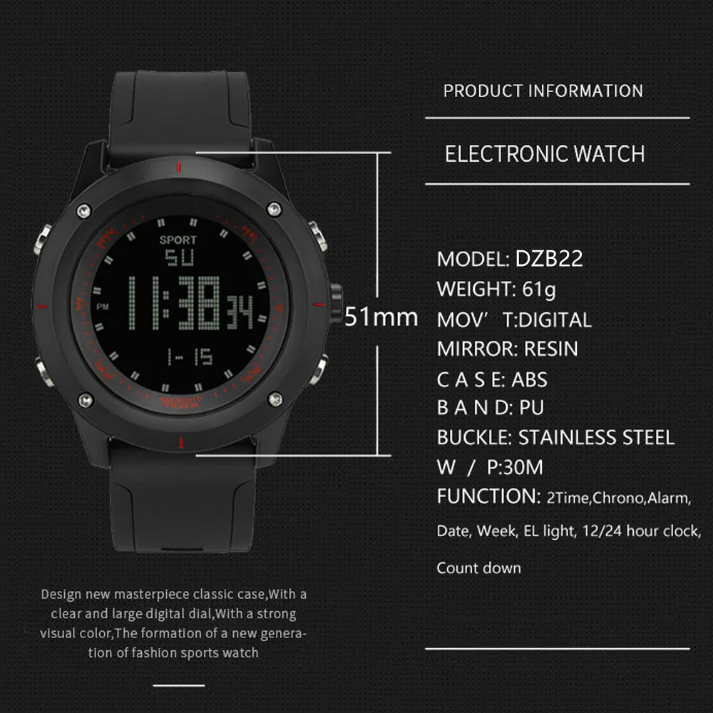 

Men's electronic watches luxury analog digital sports waterproof vitality new multi-color hot selling gentleman 50*