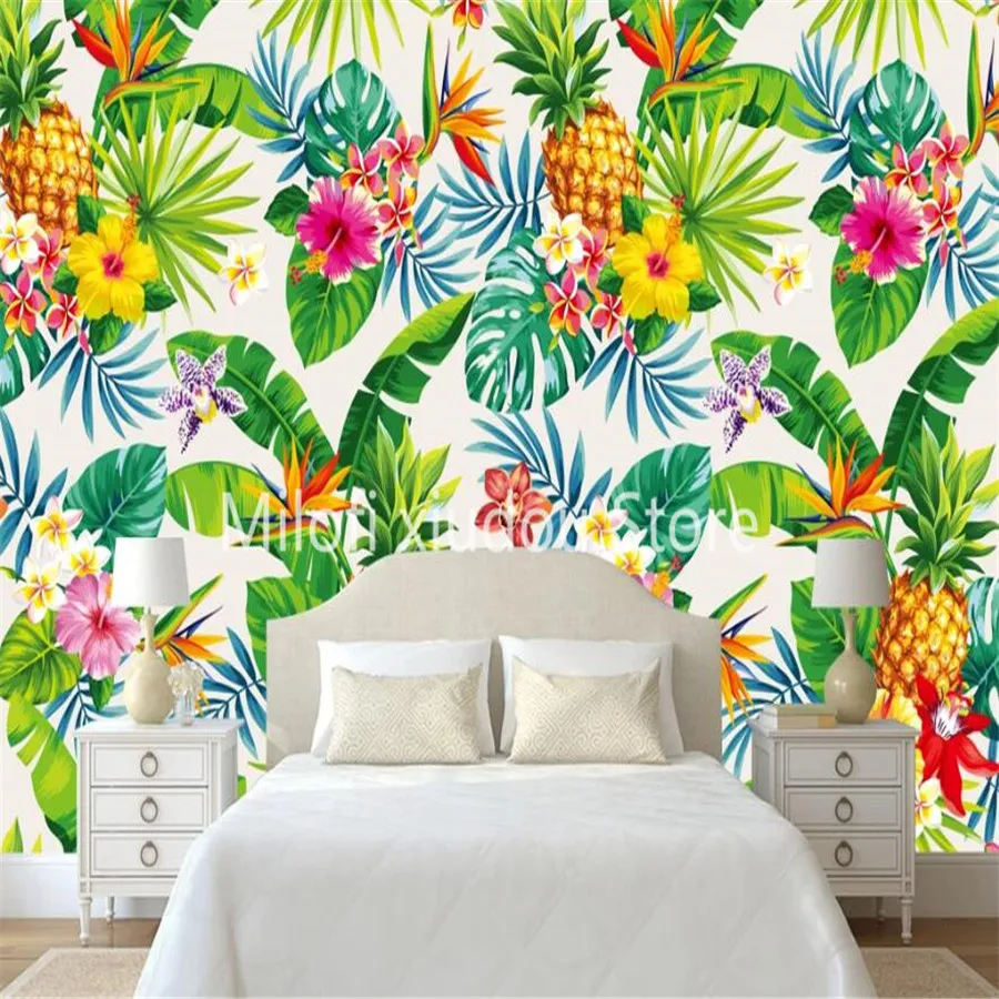 

Custom 3d wallpaper mural modern minimalist tropical rainforest plant banana leaf pastoral background wall decoration wallpaper