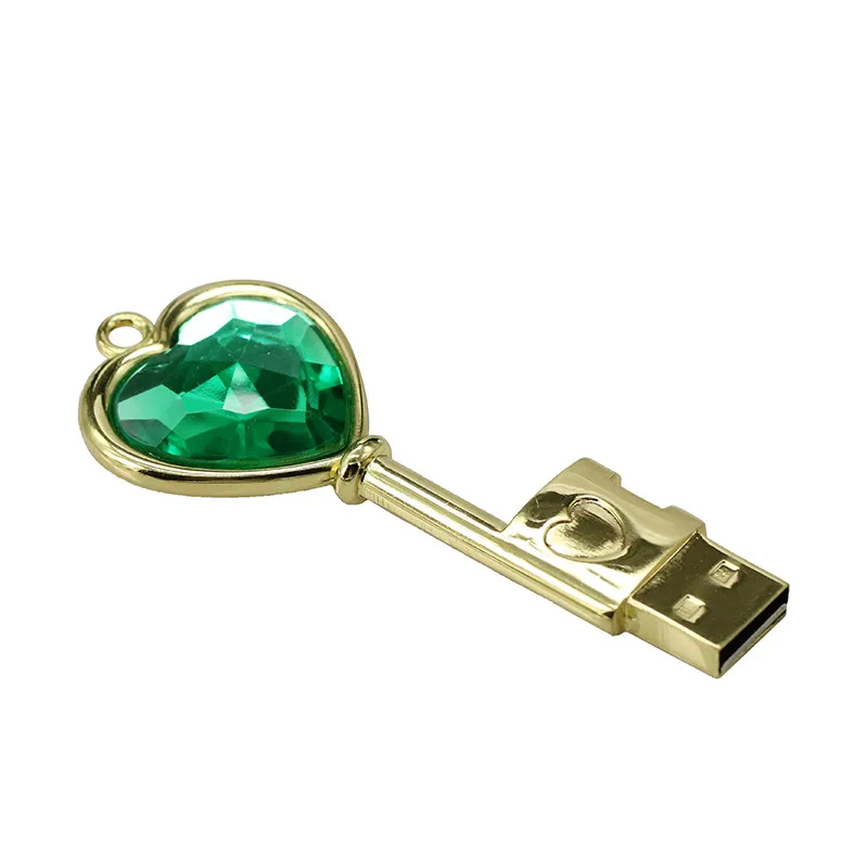 Сердце ключ USB флэш-накопитель ювелирные изделия Алмазный ключ ручка-накопитель 4G 8GB 16GB 64GB Флешка карта памяти Usb флешка водонепроницаемый металлический ключ