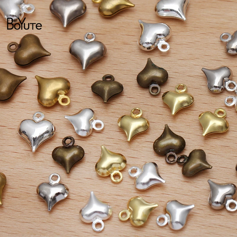 

BoYuTe (200 Pieces/Lot) 7.5*9.5MM Metal Brass Middle Hollow Heart Charms for Jewelry Making Diy Handmade Materials Wholesale