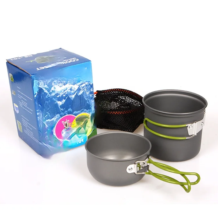 

DS-101 Outdoor Portable Cooking Kit for 1-2 People Camping Set of 2 Individual Outdoor POTS Easy and Fast Camping Cookware