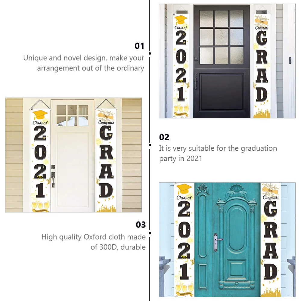 

2pcs Graduation Theme Banners Door Curtains Graduation Party Door Decors