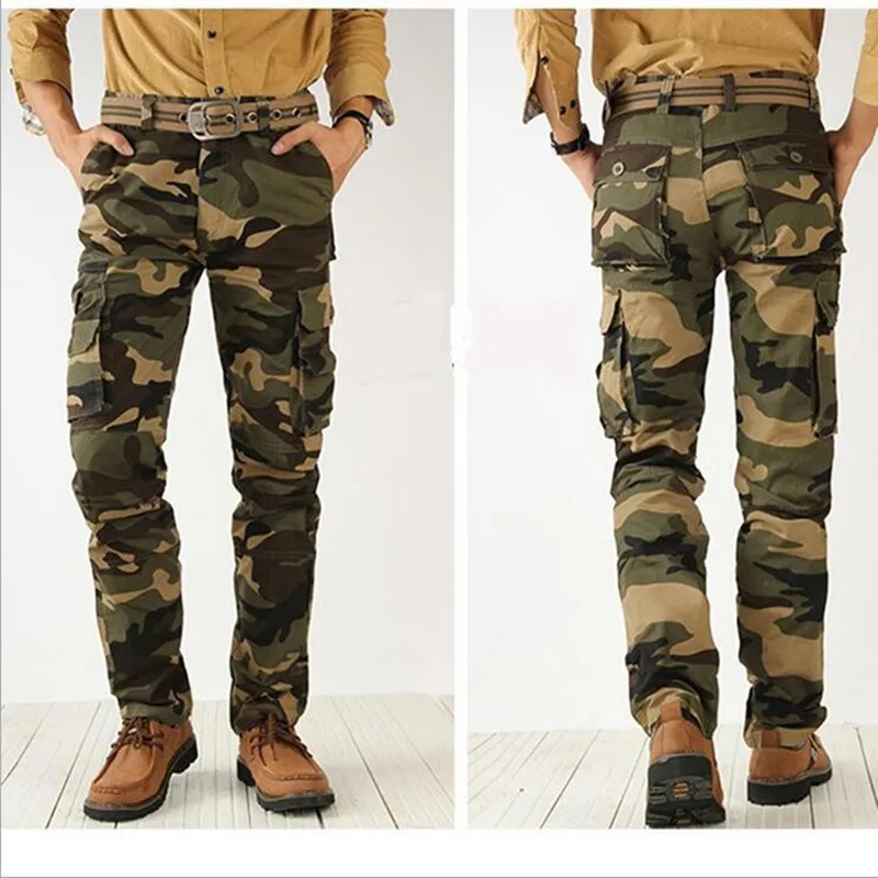 

2021 Men's Cargo Pants Cotton High Quality Camouflage Jogger Straight Trousers Men Military Camo Male Army Cargo Pants Autumn 38