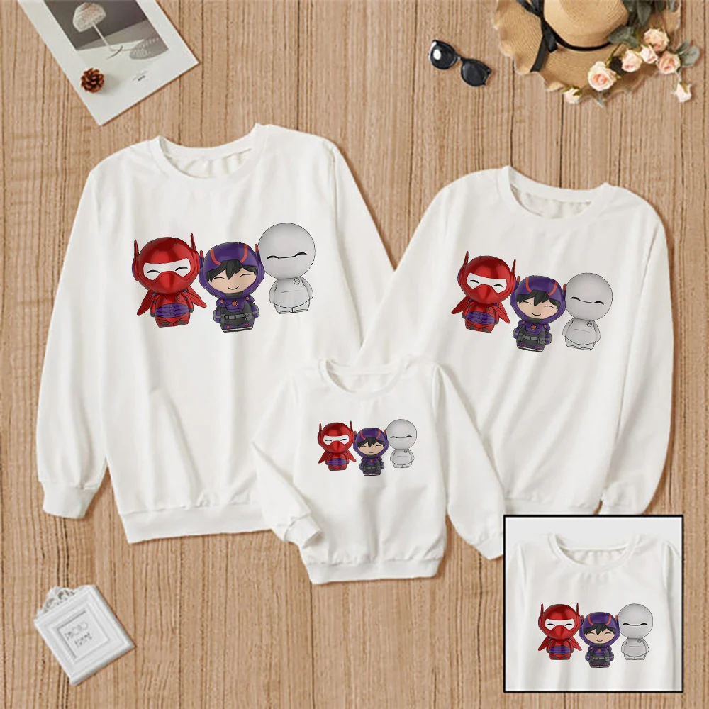 

Dolls Hiro Hamada And Baymax Print Sweatshirt Family Hoodies Disney Sweatshirt Aesthetic Big Hero 6 Family Outfits Pullover Top