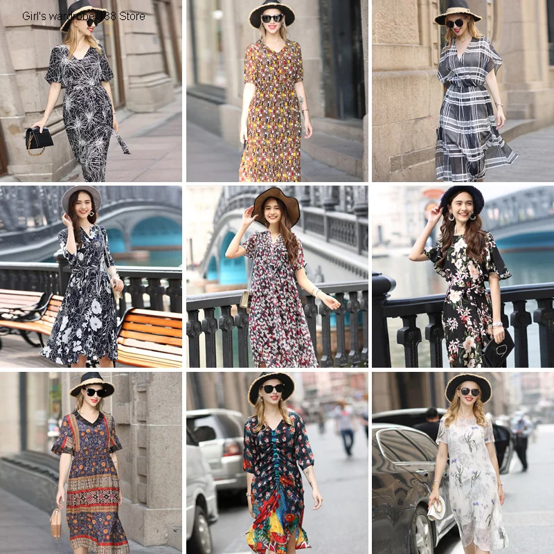 

Broken size clearance silk silk dress Women's Mid-length silk fashion dress