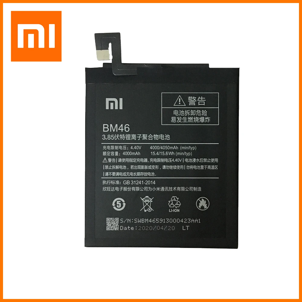 Xiao Mi Original 4000mAh BM46 Battery For Xiaomi Redmi Note 3 note3 Pro/Prime High Quality Batteries With Tools+Tracking number