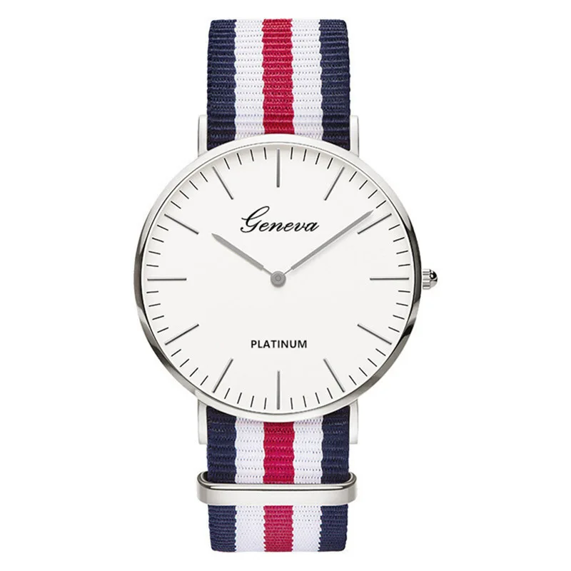 Fashion Nylon Stripe Watch Fabric Strap Watches Men Women Quartz Wristwatch Unisex Origin Timepiece For Couple