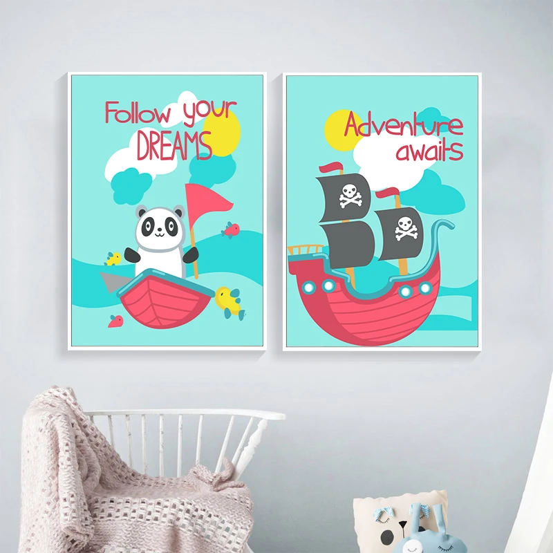 Скандинавская Картина на холсте прекрасная морская панда Краб Дельфин животное