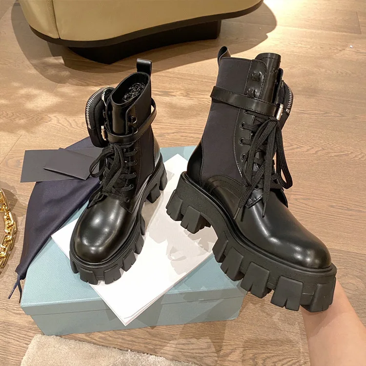 

autumn winter thick bottom muffin motorcycle family shoes women's new boots British style pocket boots